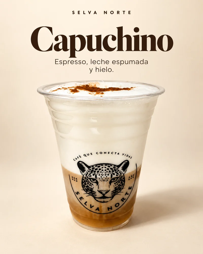 Capuchino: espresso, leche espumada y hielo