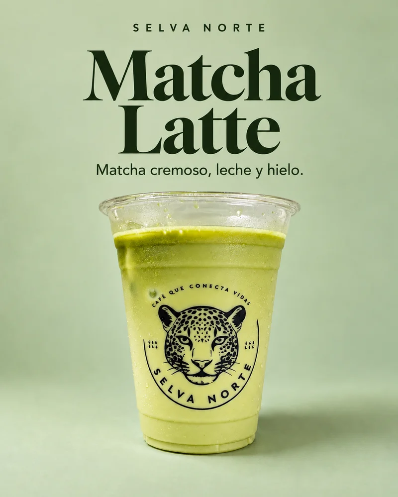 Matcha Latte: matcha cremoso, leche y hielo